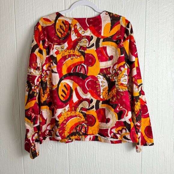 Life Style Artsy 100% Cotton Abstract Jacket Size Large Art to Wear Vibrant - Picture 3 of 6